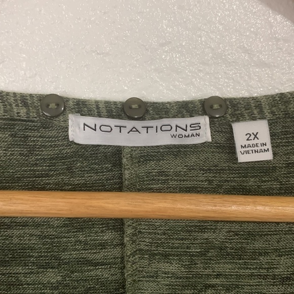 Notations Plus Size Dark Green Boho Top Size 2X - Picture 4 of 6